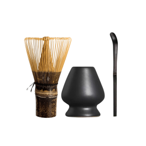 Combo Dụng Cụ Matcha Hoshiko - Chổi Chasen Tím + Đế Gác + Muỗng Tre