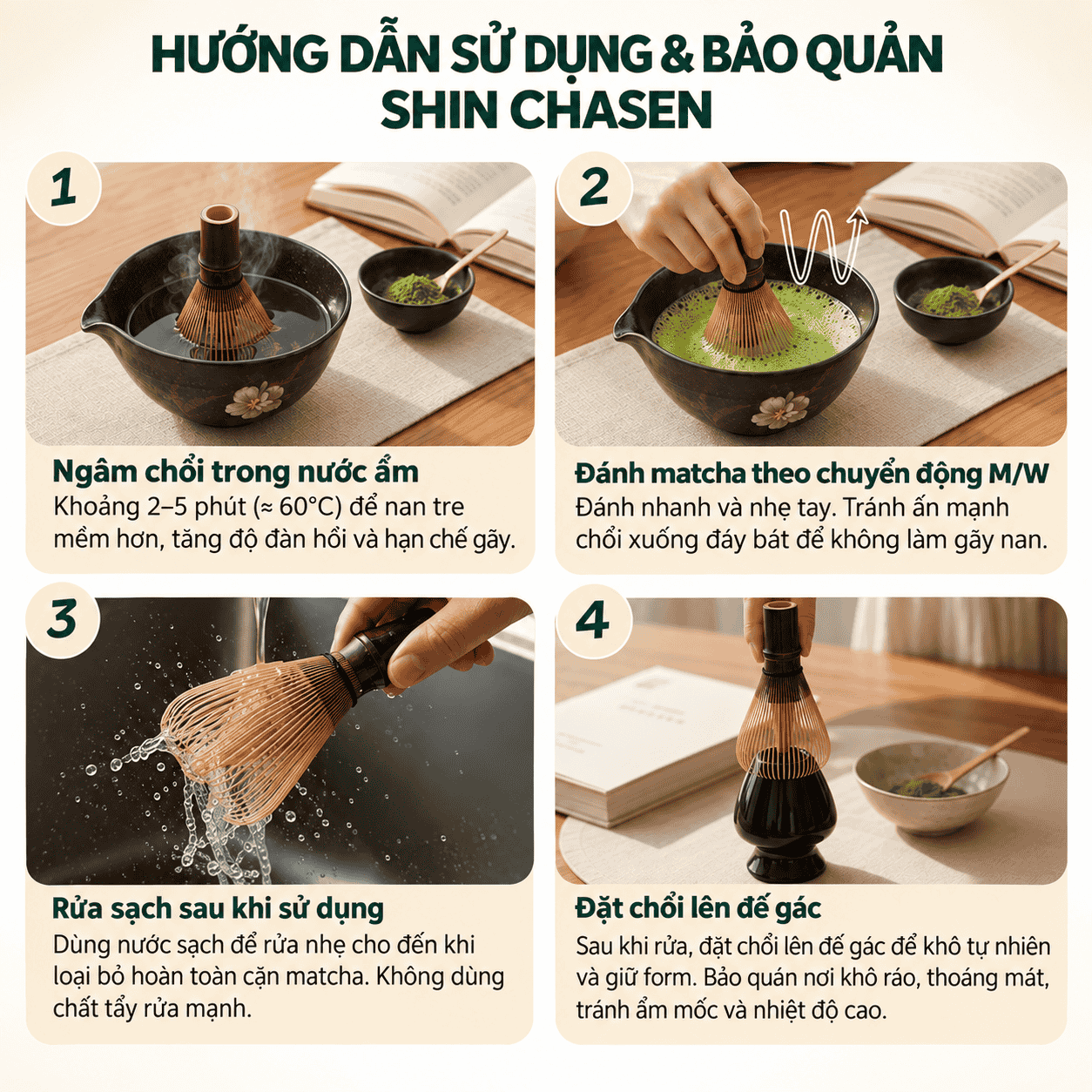 Chổi Đánh Matcha Shin Chasen Hoshiko SCS1 - Chổi Shin Đánh Bọt Matcha Cao Cấp Nhật Bản Thủ Công - Ảnh 4